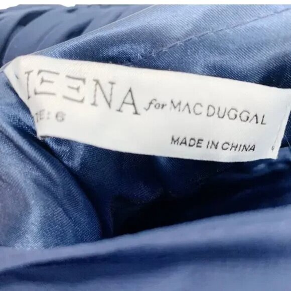 NWT MAC DUGGAL Dress Size 6 Evening Gown Asymmetrical Ruffle Hem Navy NEW #7971 - Picture 7 of 9